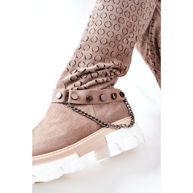 Lewski Shoes Women's Leather Boots Lewski Cappuccino Suede 2866 brown 1