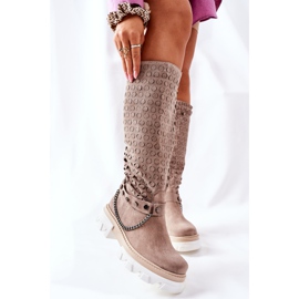 Lewski Shoes Women's Leather Boots Lewski Cappuccino Suede 2866 brown 2