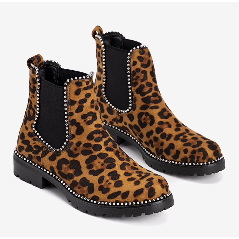 Brown boots in the leopard pattern Patty black 1