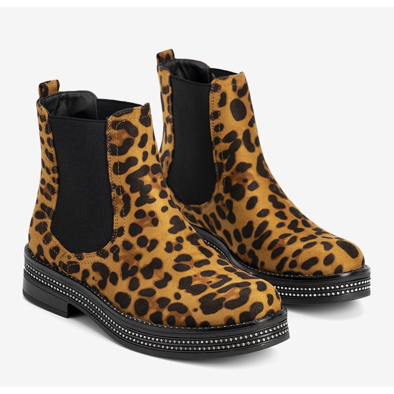 Brown boots in the leopard pattern Be Nice black 1