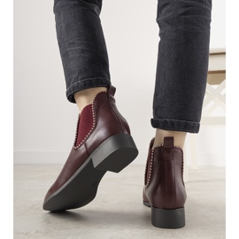 Classic red ankle boots with an elastic band and Merino studs 1