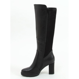 Black high-heeled boots with a flexible upper Y8607 Black 1