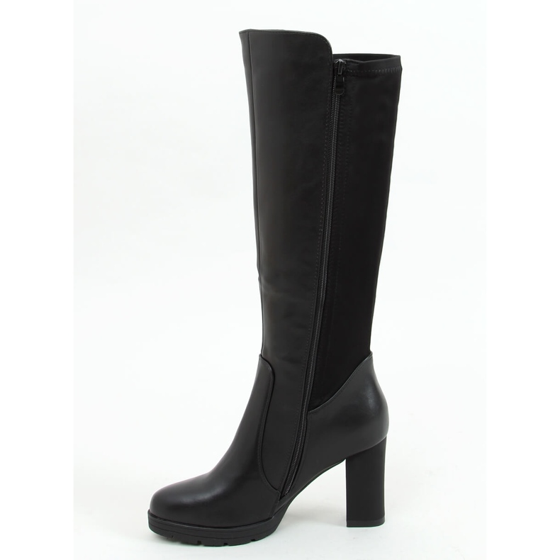 Black high-heeled boots with a flexible upper Y8607 Black 1