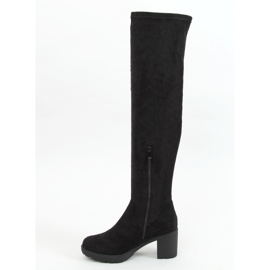 Over-the-knee boots with wide heels black Y8603 Black 1