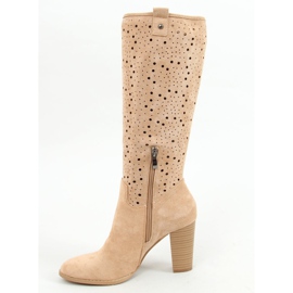 Beige openwork high heels boots RT89956 Beige 1