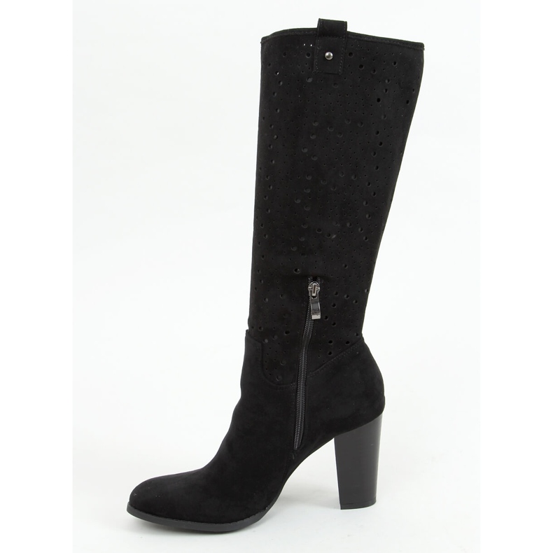 Black heeled openwork boots RT89956 Black 1