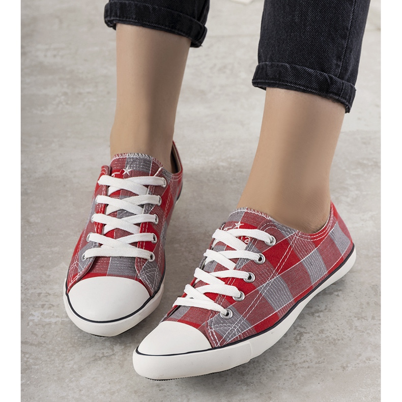 Red Checked Offices Sneakers grey 1