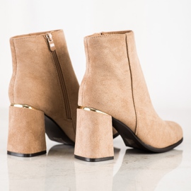 SHELOVET Suede high-heeled boots beige 1