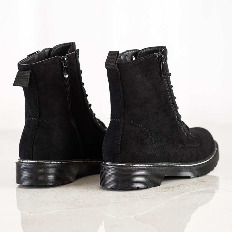 SHELOVET Black Trappers With Decorative Zipper 1