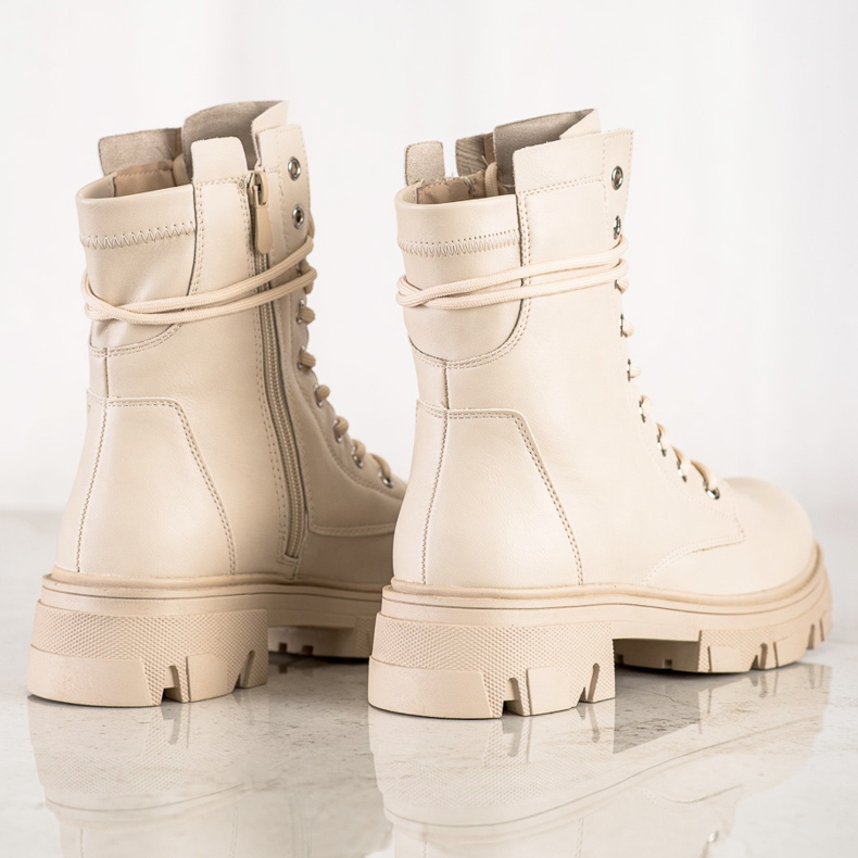 Bestelle Lace-up Workers With Eco Leather beige 1