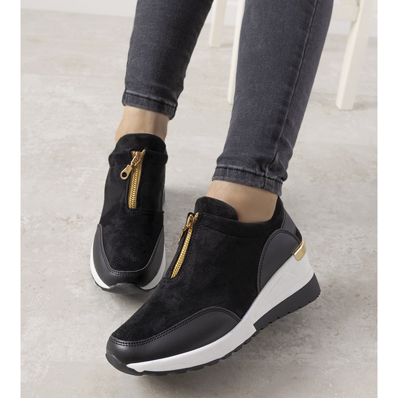 Black Velasco suede wedge sneakers 1