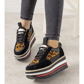 Black sneakers with high Debbi soles brown 1 Black sneakers with high Debbi soles brown 1