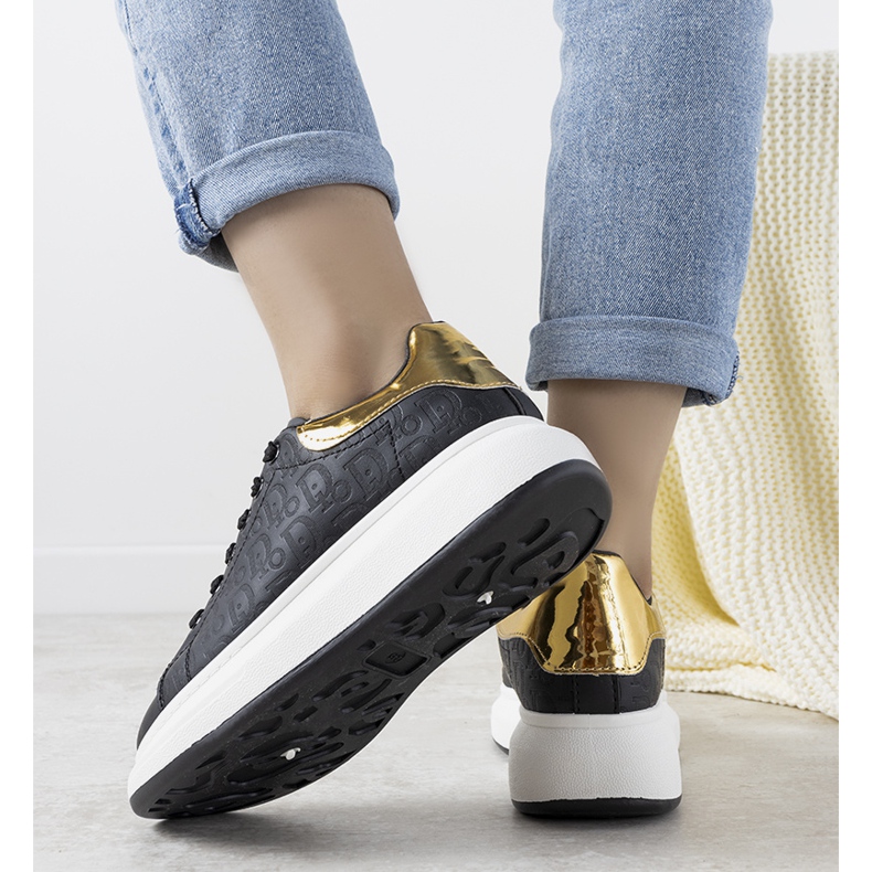 Black sneakers with fashionable Valeria patterns 1