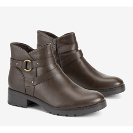 Brown smooth flat ankle boots with stripes from Danisa 1