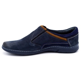 KOMODO Men's leather slip-on shoes 860K navy blue 1