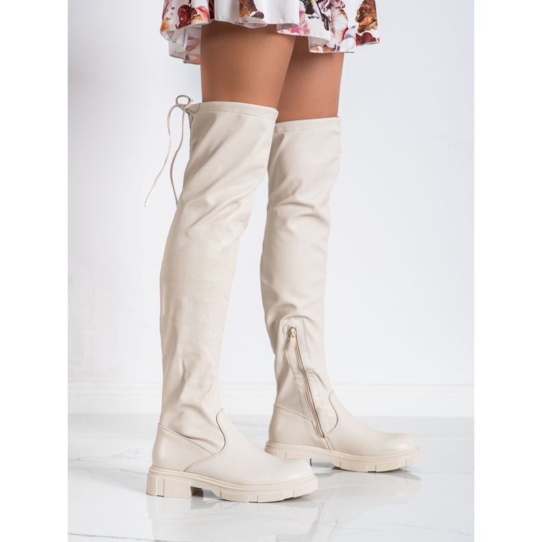 Seastar Fashionable beige boots with eco leather 1 Seastar Fashionable beige boots with eco leather 1