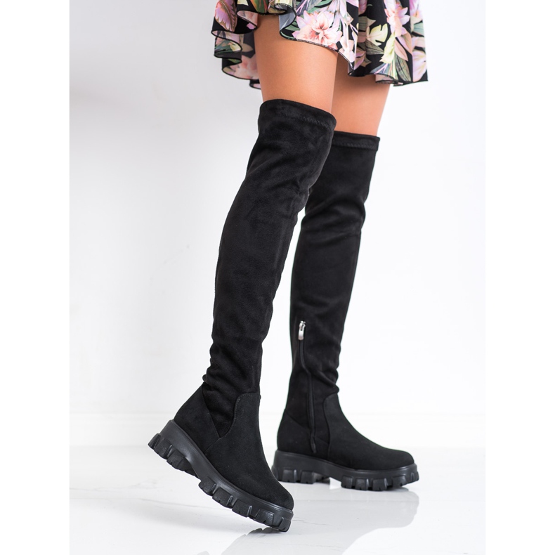 SHELOVET Suede Platform Boots black 2