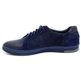 KOMODO Men's leather casual shoes 884K navy blue 1