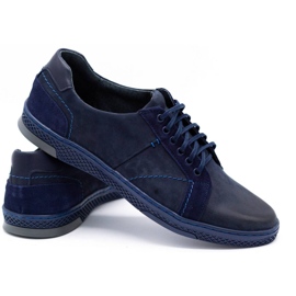 KOMODO Men's leather casual shoes 884K navy blue 4
