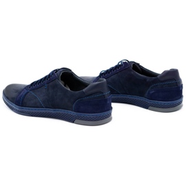 KOMODO Men's leather casual shoes 884K navy blue 7