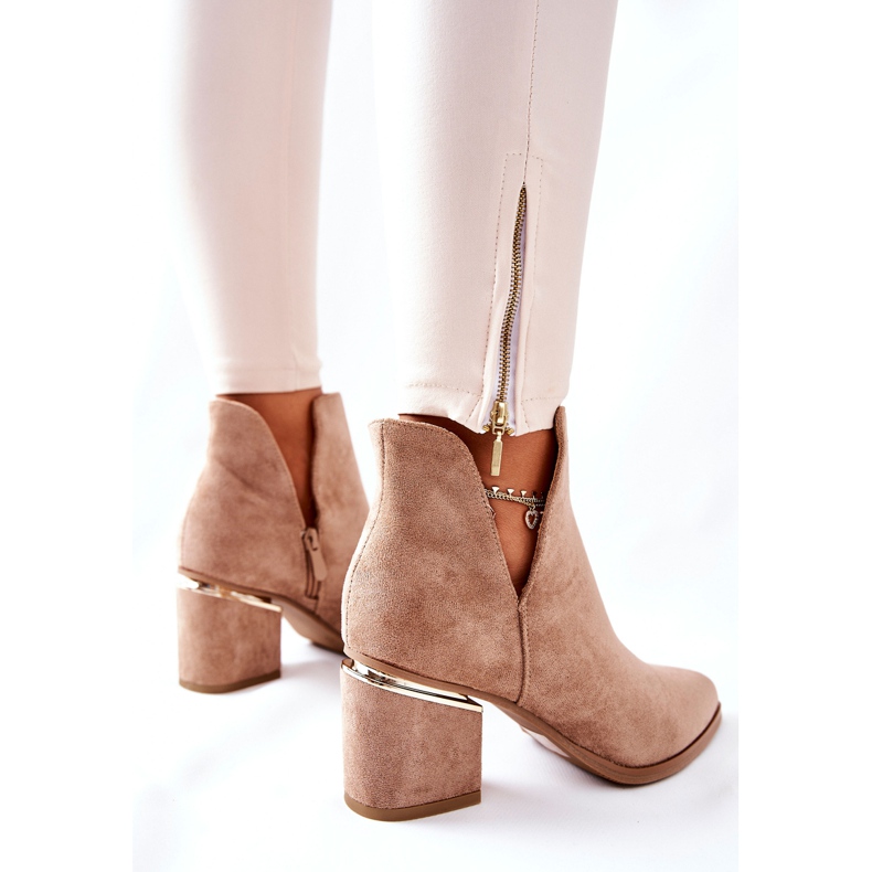 PS1 Women's Suede Booties With Cutouts Khaki Noel 2