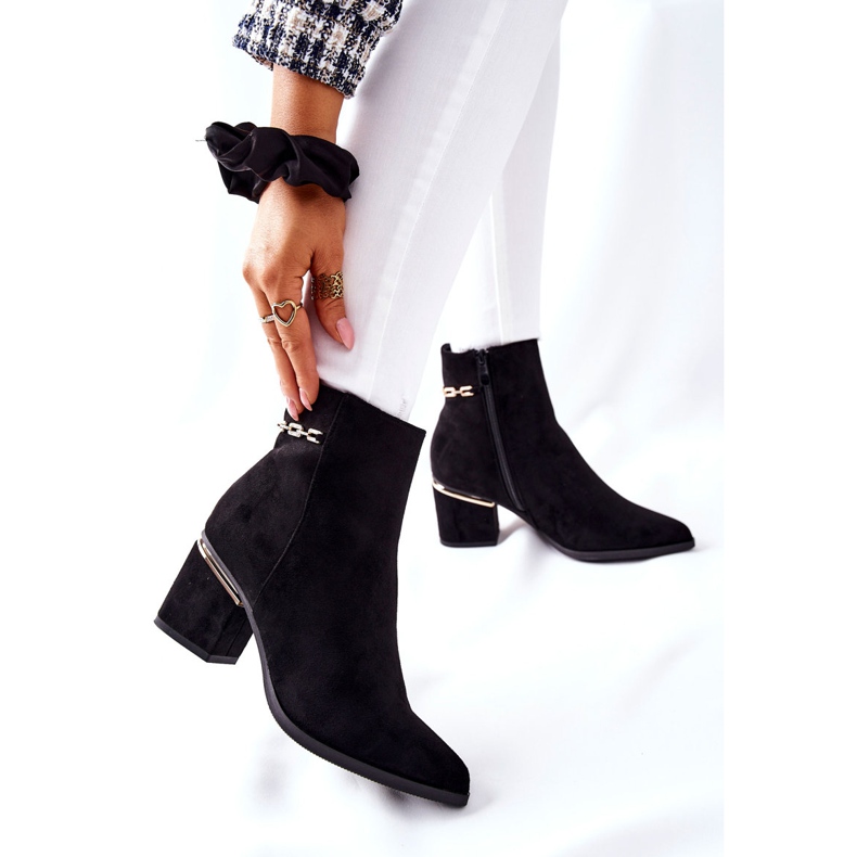 PS1 Women's Suede Boots On A Heel Black One Step 1