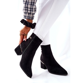 PS1 Women's Suede Boots On A Heel Black One Step 2