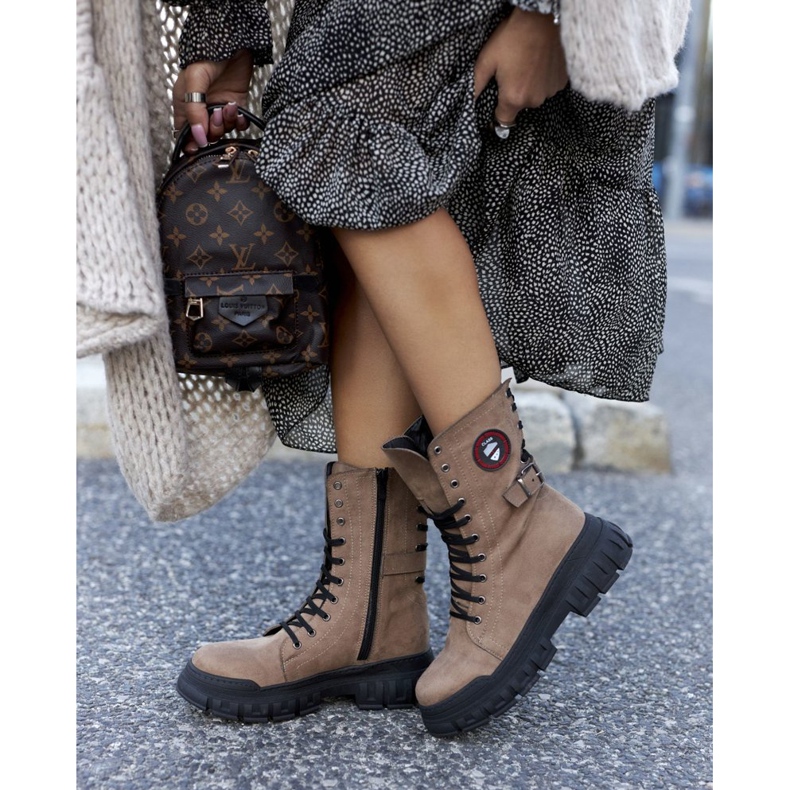 NAVY DOT Women's Boots Trappers Workers Brown Monope 2