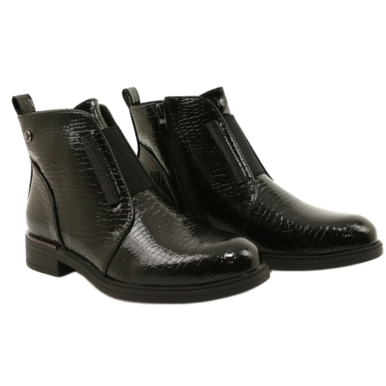 Patent ankle boots with animal pattern Sergio Leone BT400 Black 7