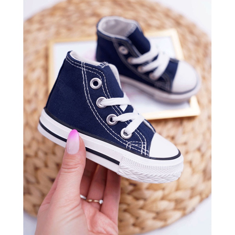 FRROCK Children's Classic High Sneakers Navy Blue Filemon 1