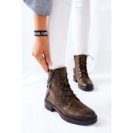 Vinceza Khaki Goorey Women's Worker Boots green 1