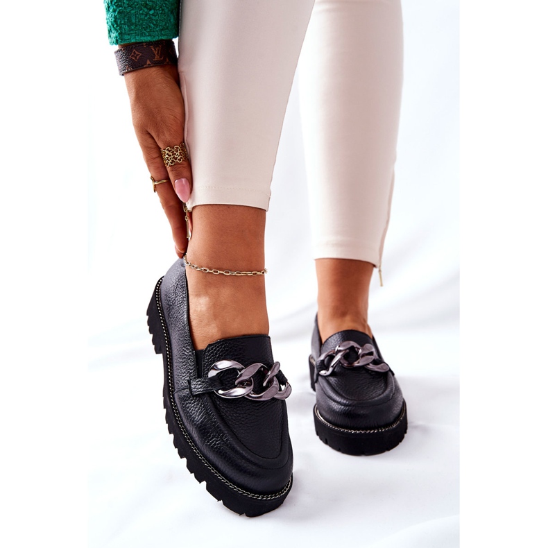 Nicole Women's Loafers Leather Black Sthonto 1