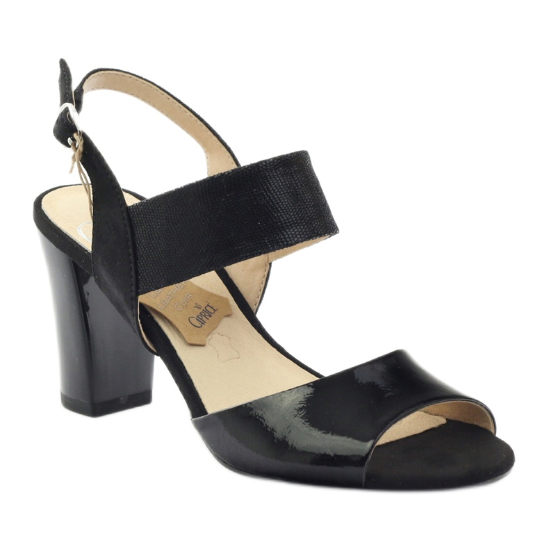 Caprice patent sandals women's shoes 28307 black 1 Caprice patent sandals women's shoes 28307 black 1