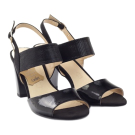 Caprice patent sandals women's shoes 28307 black 4