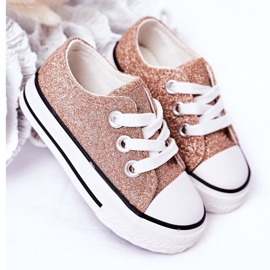 Children's Pink Gold Glitter Sneakers Bling-Bling golden 1