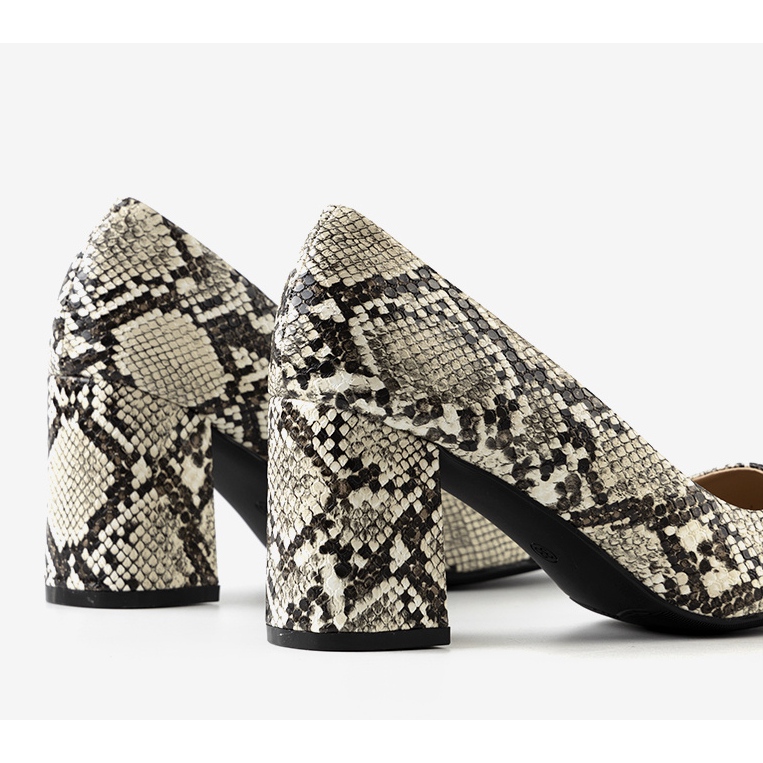 White pumps in a Rolleston snake skin pattern 1