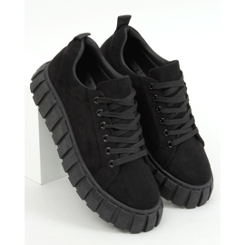 Black 19287 All Black sneakers with a thick sole 1