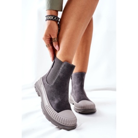 Women's Booties Chelsea boots Leather Suede Big Star II274353 Gray grey 1