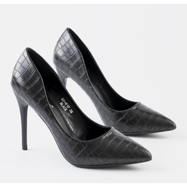 Black Ebony Crocodile Leather Stilettos 1