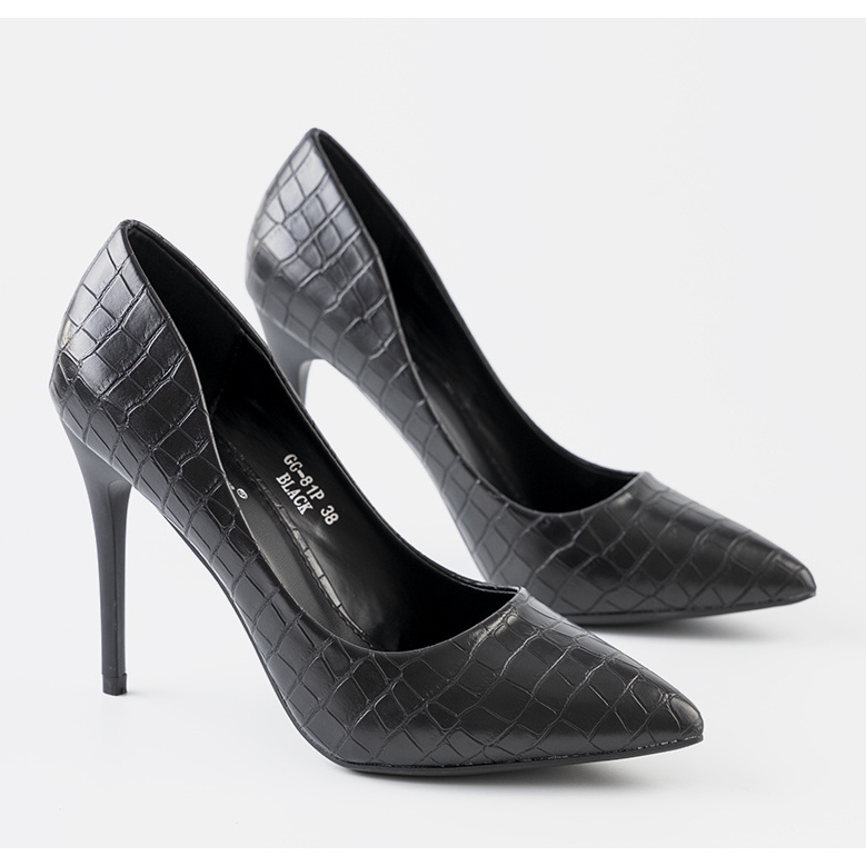Black Ebony Crocodile Leather Stilettos 1 Black Ebony Crocodile Leather Stilettos 1