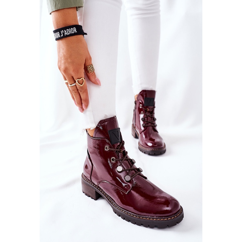 Vinceza Lacquered Maroon Cloghan Warm Boots claret 1
