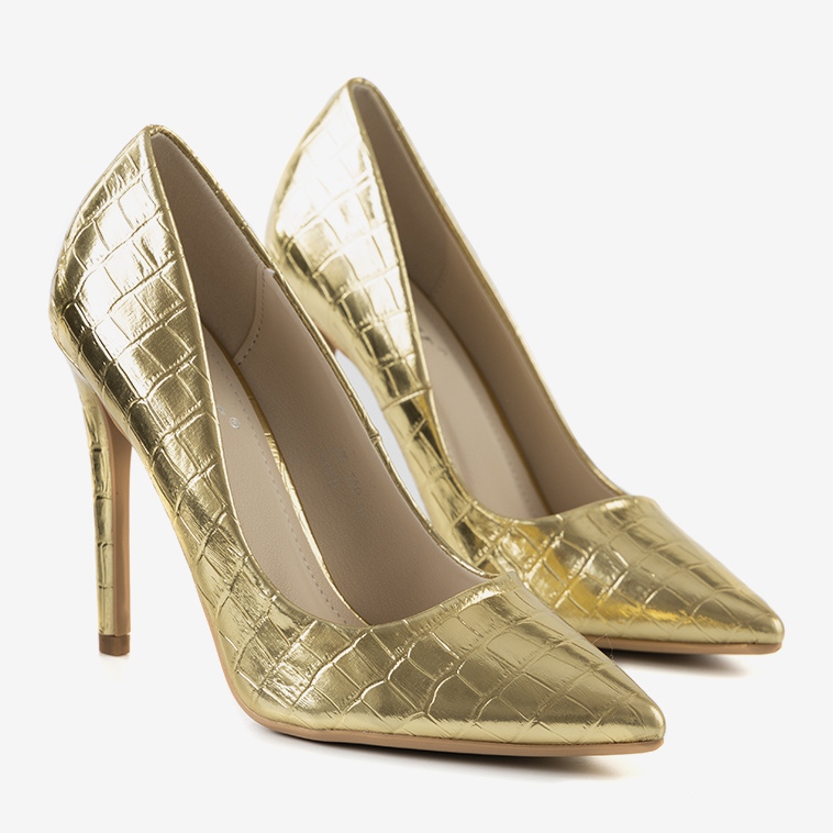 Golden pumps on a Thrower stiletto heel 1