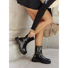 S.Barski Women's Warm Black Lacquered Boots Merellien 2