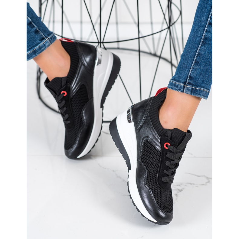 SHELOVET Slip-on Sneakers With Mesh black 1