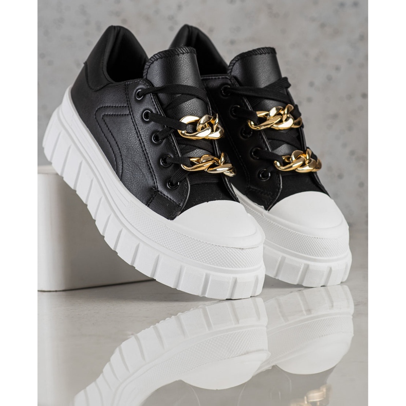 SHELOVET Sneakers With Fashion Chain black 1