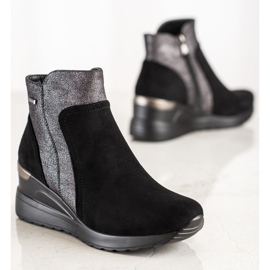 Fashionable boots on the VINCEZA wedge black silver grey 1 Fashionable boots on the VINCEZA wedge black silver grey 1