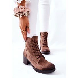 Vinceza Women's Boots On a Heel Warm Suede Beige Dunaff brown 1