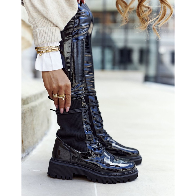 PM1 Women's Boots Workers Lacquered Black Maxine 2