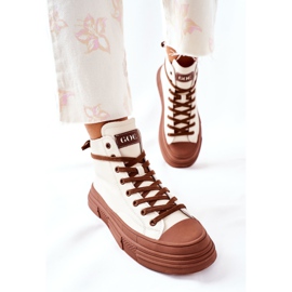 Women's High insulated Sneakers GOE II2N4034 White brown 2 Women's High insulated Sneakers GOE II2N4034 White brown 2