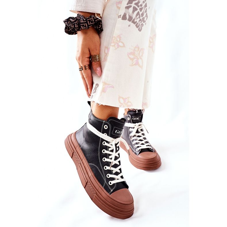Women's High insulated Sneakers GOE II2N4033 Black brown 1